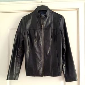 Black leather jacket, size small
